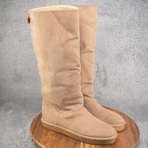 Stella McCartney Vegan Shearling Lined Tan Suede Tall Boots. Sz 40 Eu 10 US